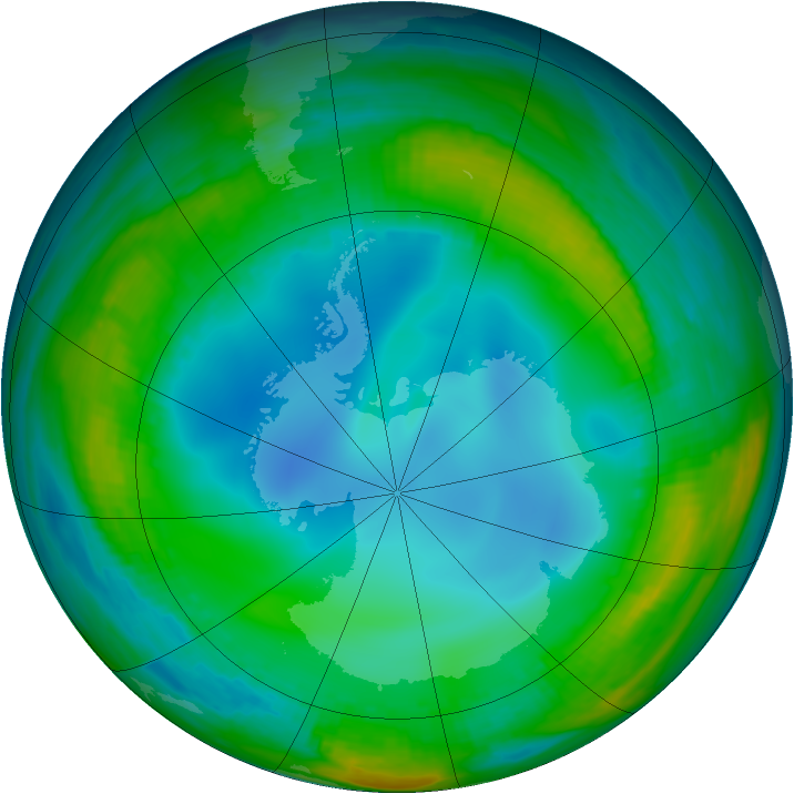 Antarctic ozone map for 18 July 1999
